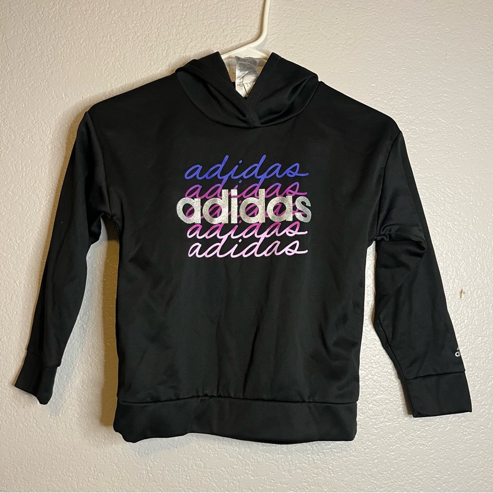 Kids Adidas Black Hoodie Vibrant Logo size 6x